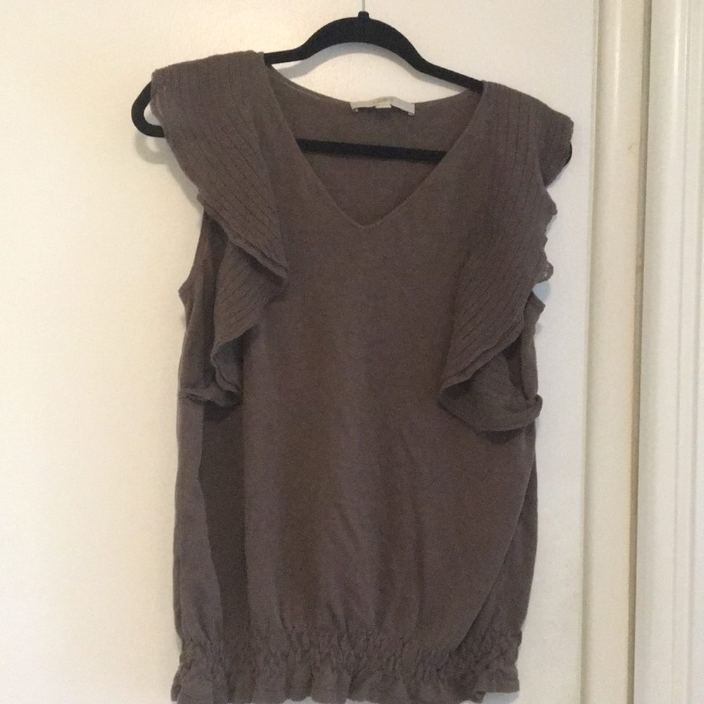 Loft cotton/linen flutter sleeve sweater